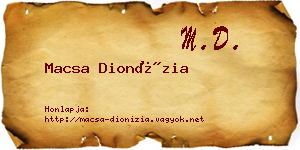 Macsa Dionízia névjegykártya